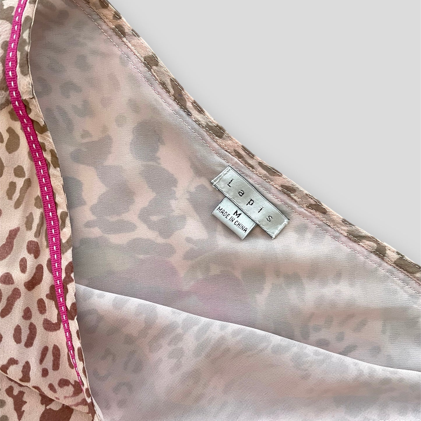 Pink Leopard Print Floral Silk Slip Skirt - Medium