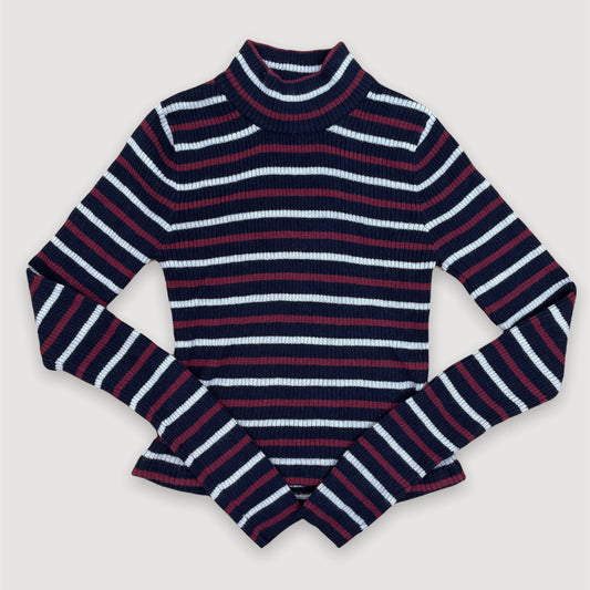 Striped Mock Neck Top - Zoehify