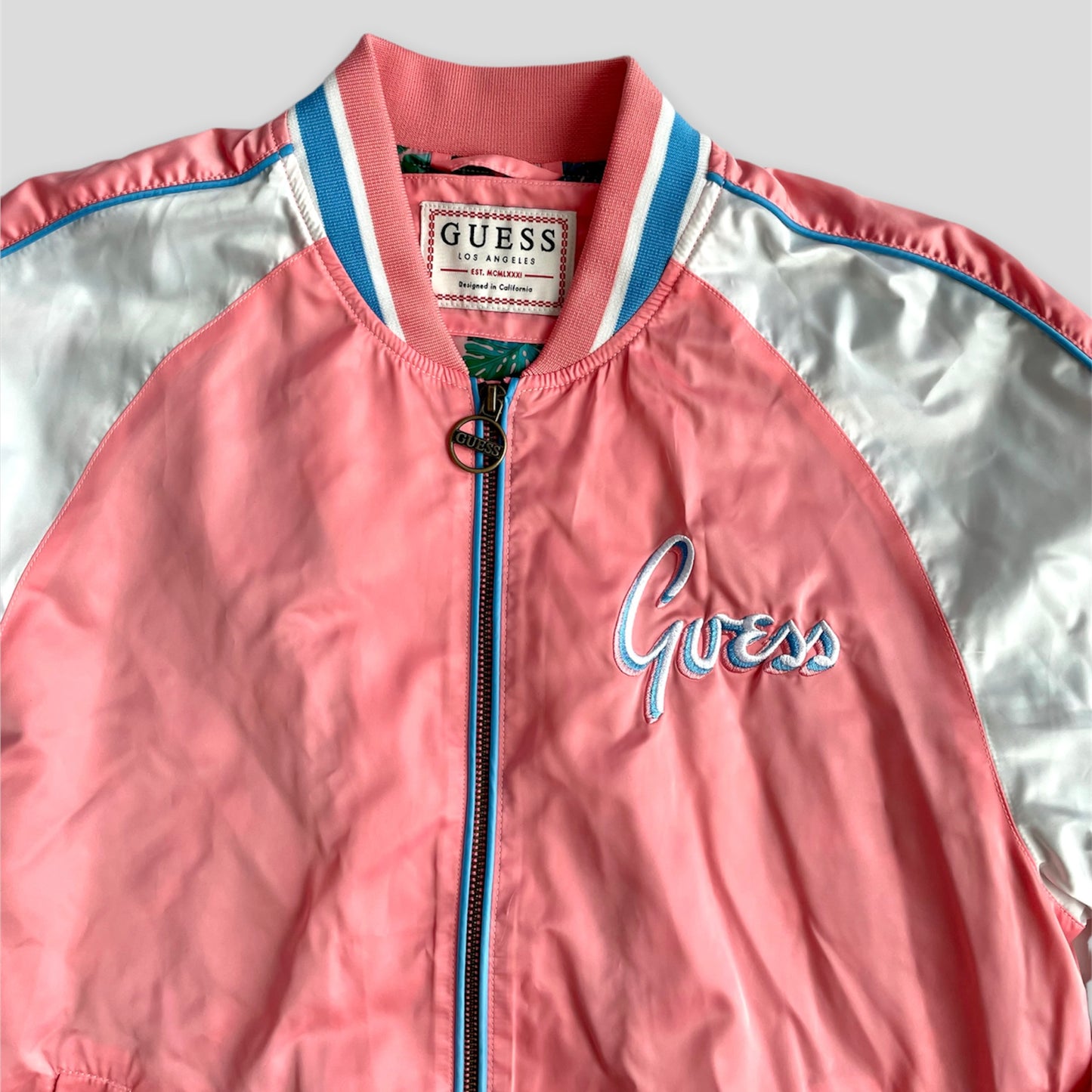 Guess Salmon Pink Bomber Jacket - Zoehify 