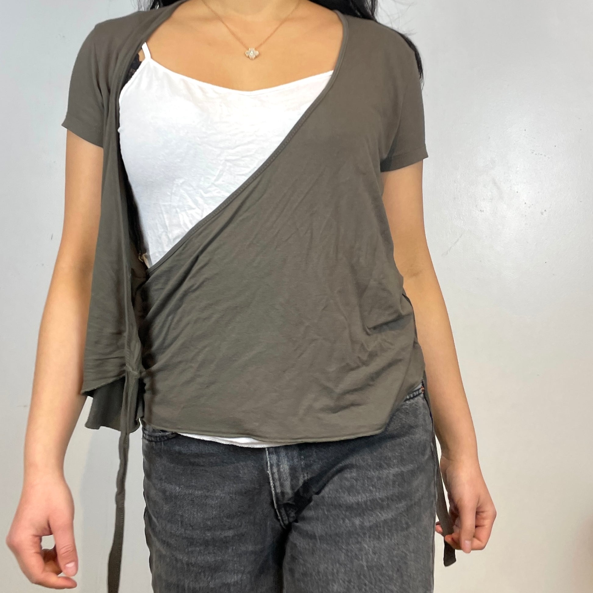 Brown Short Sleeved Wrap Top - Zoehify 