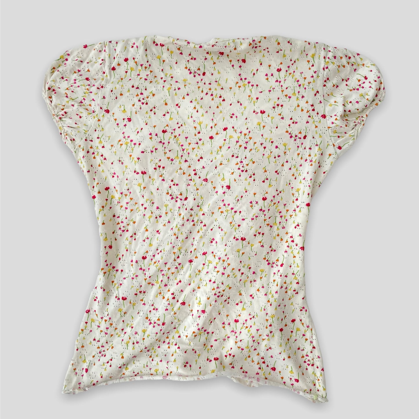 Miss Sixty Ruched Floral V Neck Tee - Zoehify 