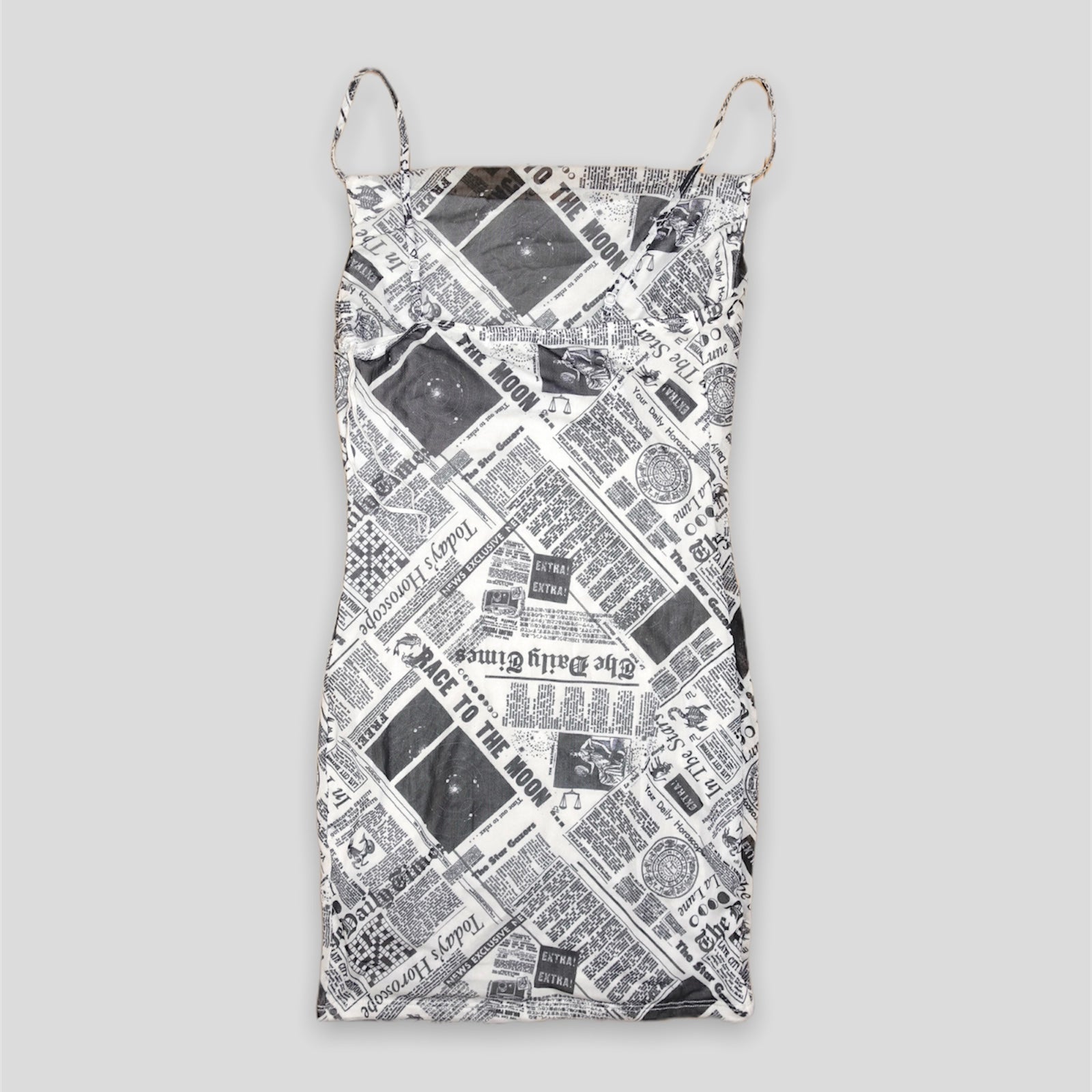 Newspaper Print Dress - Zoehify 