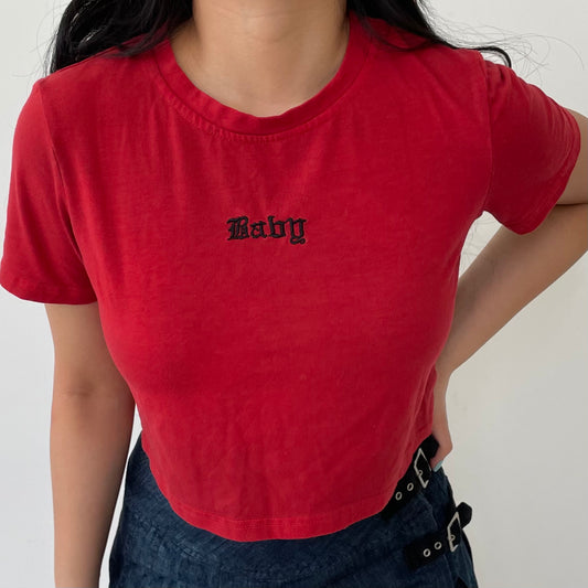 Red ‘Baby’ Cropped Tee - Small