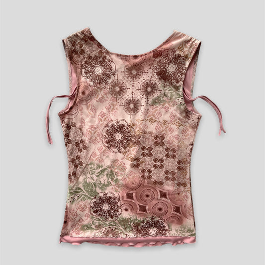 Le Grenier Pink Sleeveless Floral Printed Top - Small