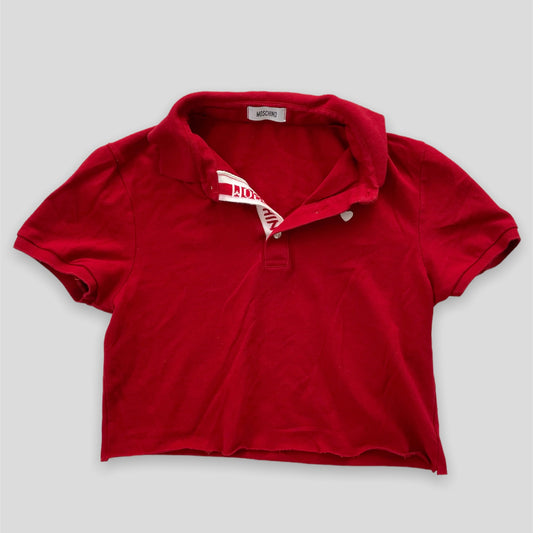 Red Cropped Polo Collared Tee - Zoehify